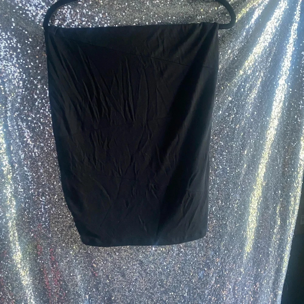 5/$20 Black Minimalist Stretch Goth Casual Leisure Career Travel Midi Skirt Sz S